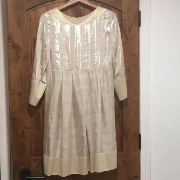 Diane Von Furstenberg Gold Metallic Dress Sz 6 - Picture 2 of 7